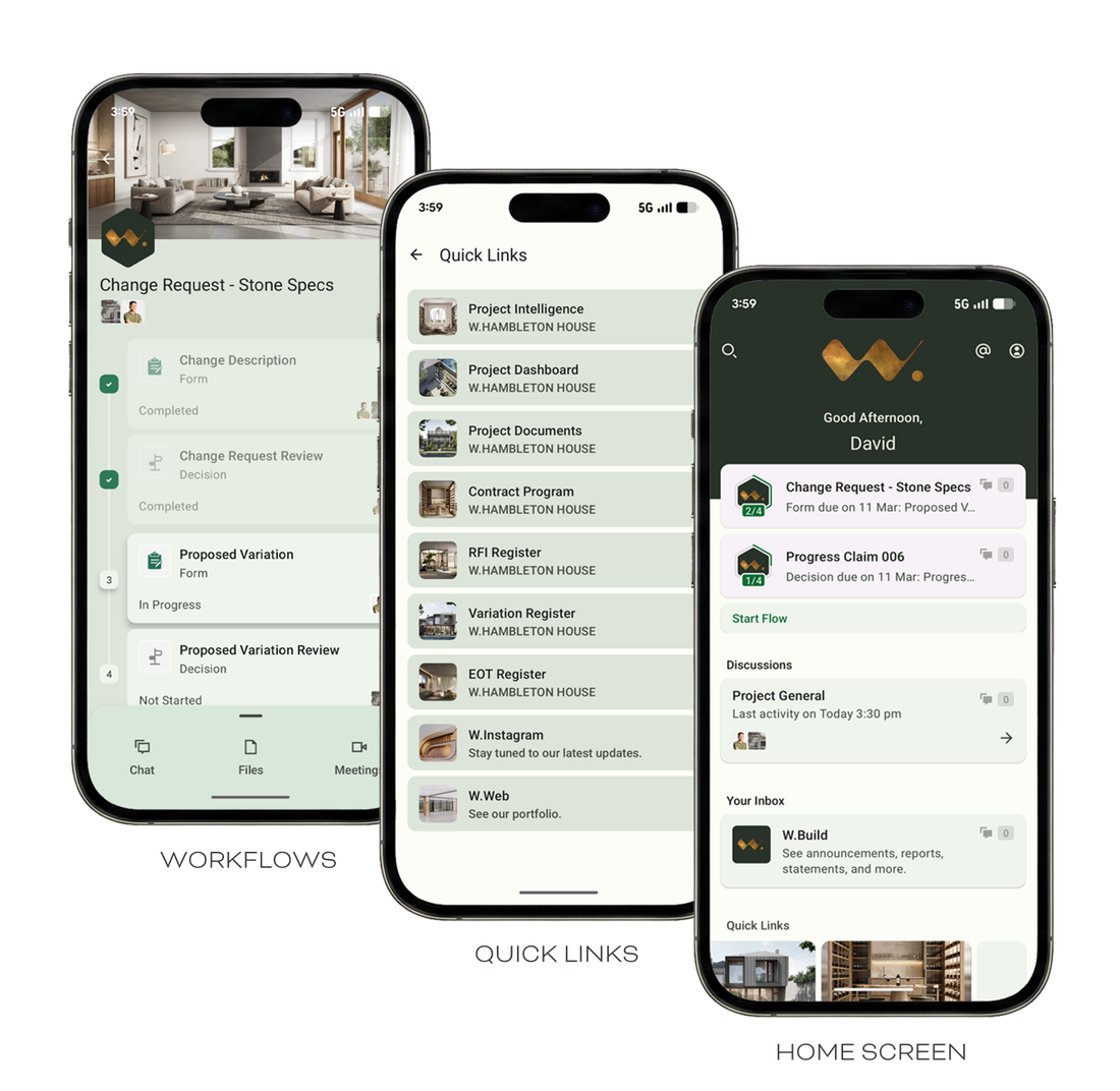 W.App: workflows, quick links and home screen